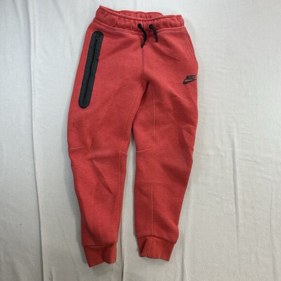 Nike Tech Fleece Sweatpants Youth Sz Small Red Joggers Athletic Drawstring - Picture 5 of 10